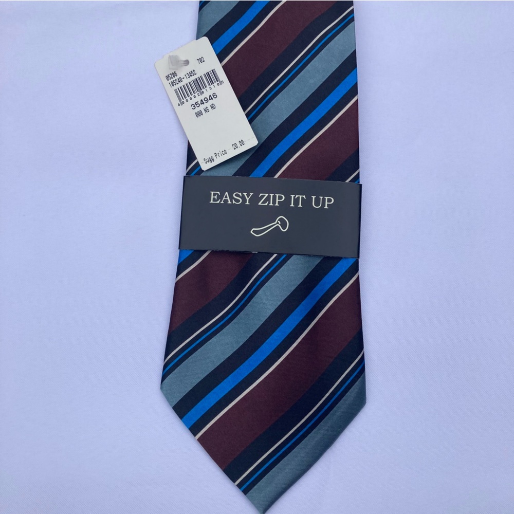 *NWT* Bert Pulitzer Easy Zip Striped Necktie Tie Very Convenient Brand New!
